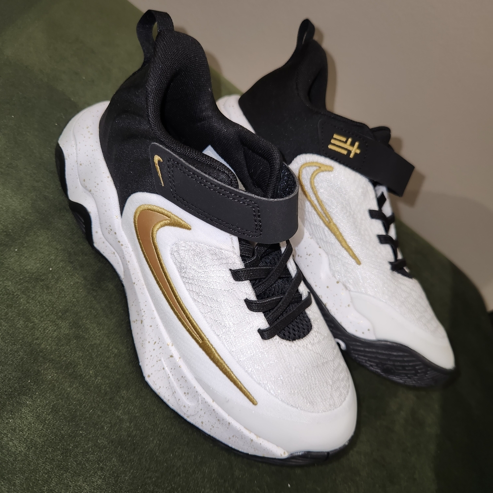 Nike Kids White, Black & Gold Athletic Sneakers